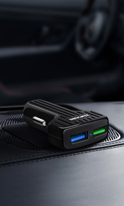 2-Port Car Charger with QC 3.0 30W Black